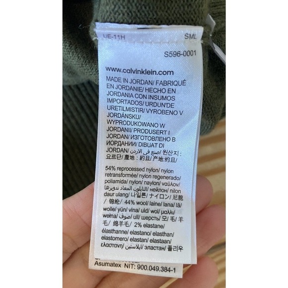 NWT $98 Calvin Klein Crew Neck Sweater Size Medium Men’s Green Pullover - Picture 5 of 9